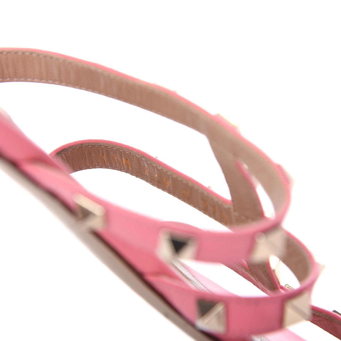 Nappa Rockstud Caged Flat Slide Sandals 37.5 Paradise Rose