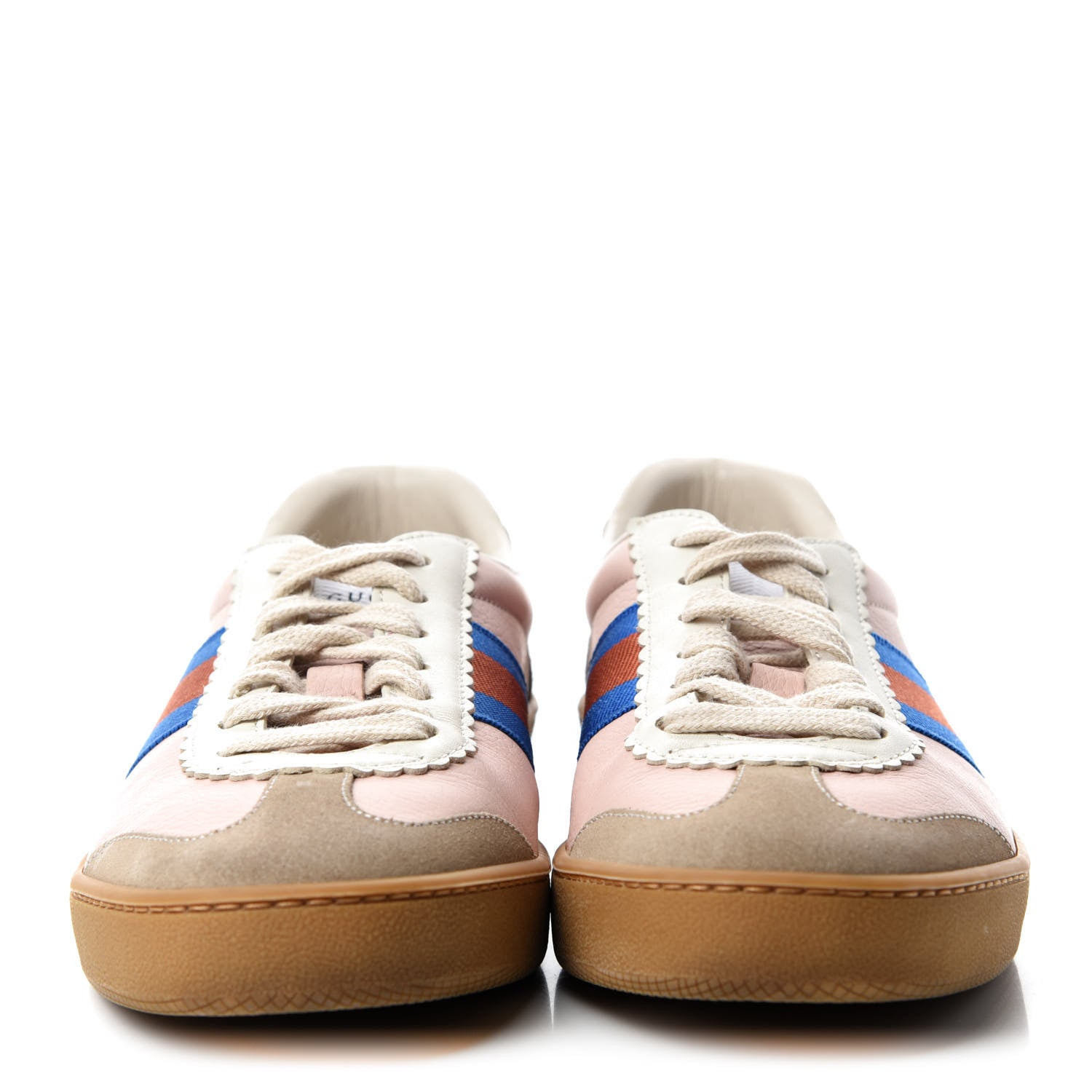 Gucci Calfskin Suede Web Womens G74 Sneakers 38.5 Oatmeal Soft Rose 2 of 10