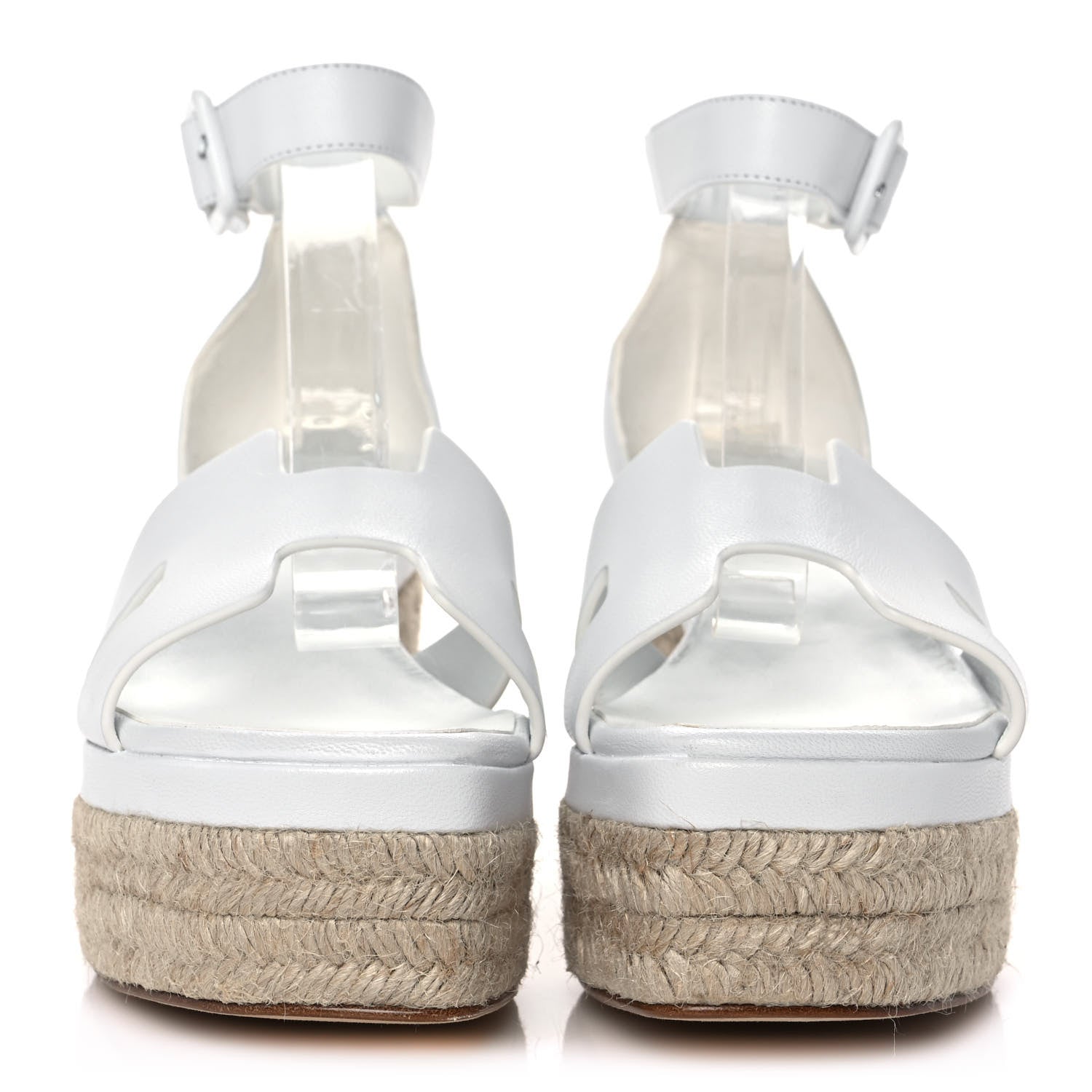 Hermes Goatskin Elda Espadrille Wedge Sandals 37 White 2 of 9