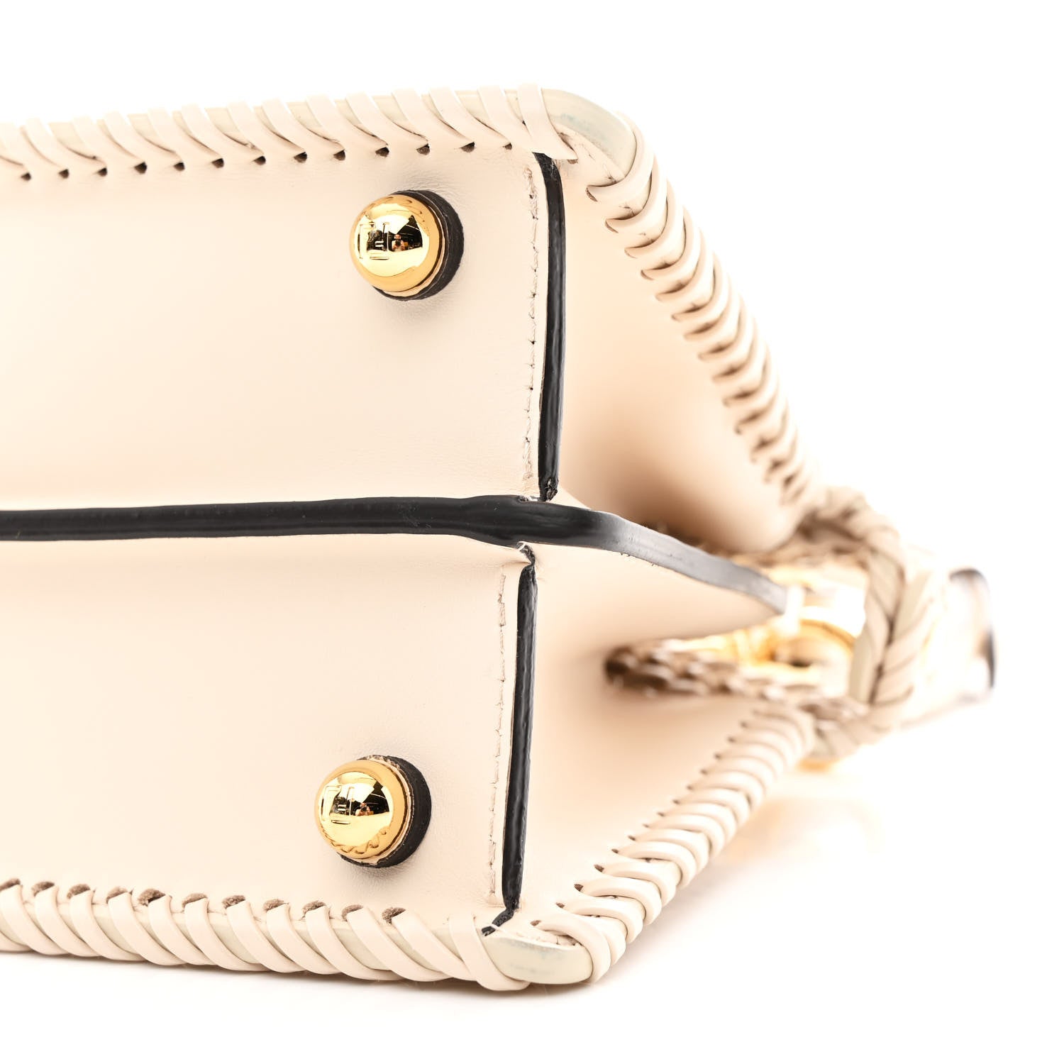 Fendi Vitello King Shiny Nappa Intreccio Petite Peekaboo I SEE U Satchel Camelia 12 of 13