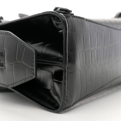 Balenciaga Semi Shiny Calfskin Crocodile Embossed Neo Classic Black Hardware Mini City Black 9 of 12