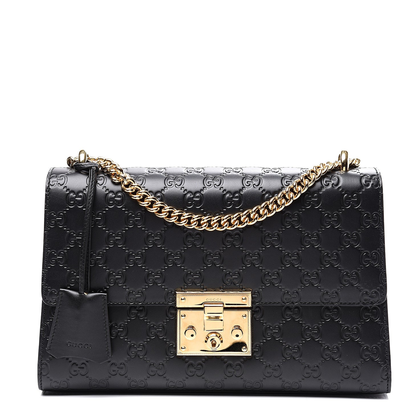 Guccissima Medium Padlock Shoulder Bag Black
