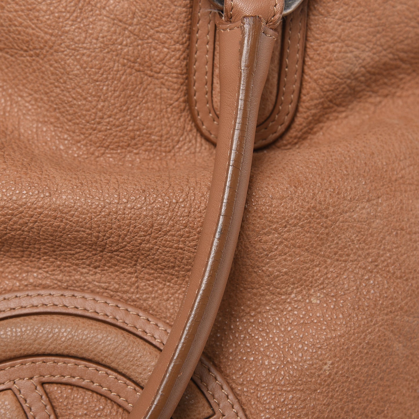 Calfskin CC Shoulder Bag Dark Beige