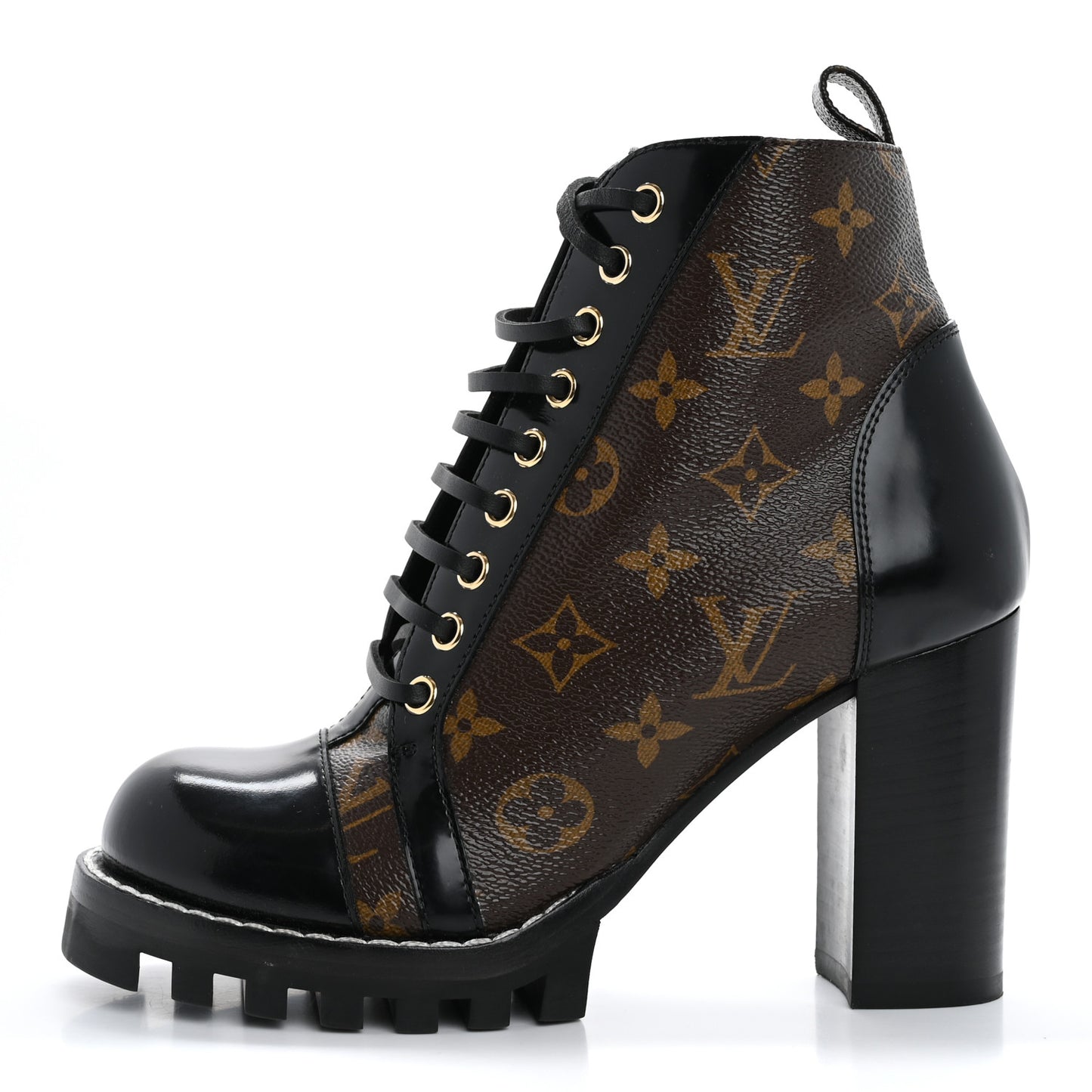 Patent Calfskin Monogram Star Trail Ankle Boots 37.5 Black