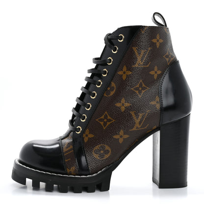 Louis Vuitton Patent Calfskin Monogram Star Trail Ankle Boots 37.5 Black 1 of 14
