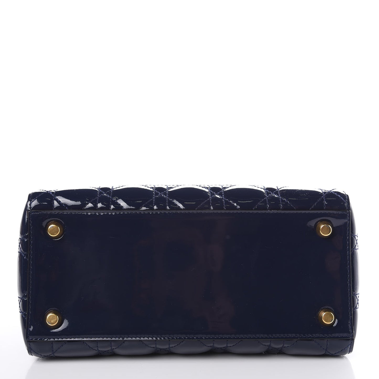 Patent Cannage Medium Lady Dior Navy Blue