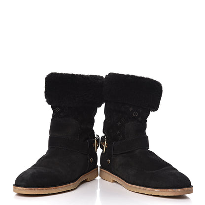 Louis Vuitton Suede Shearling Fauvist Boots 39 Black 9 of 10