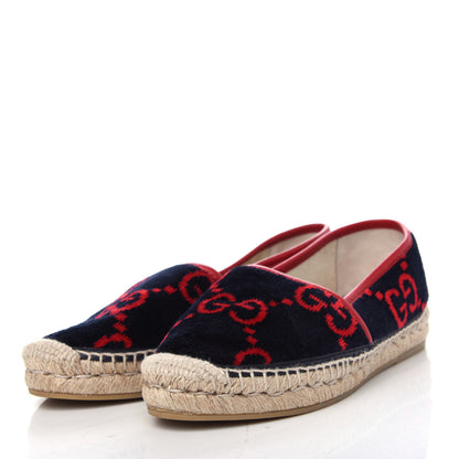 Gucci Terry Cloth GG Monogram Espadrilles 37 Blue Red 3 of 11