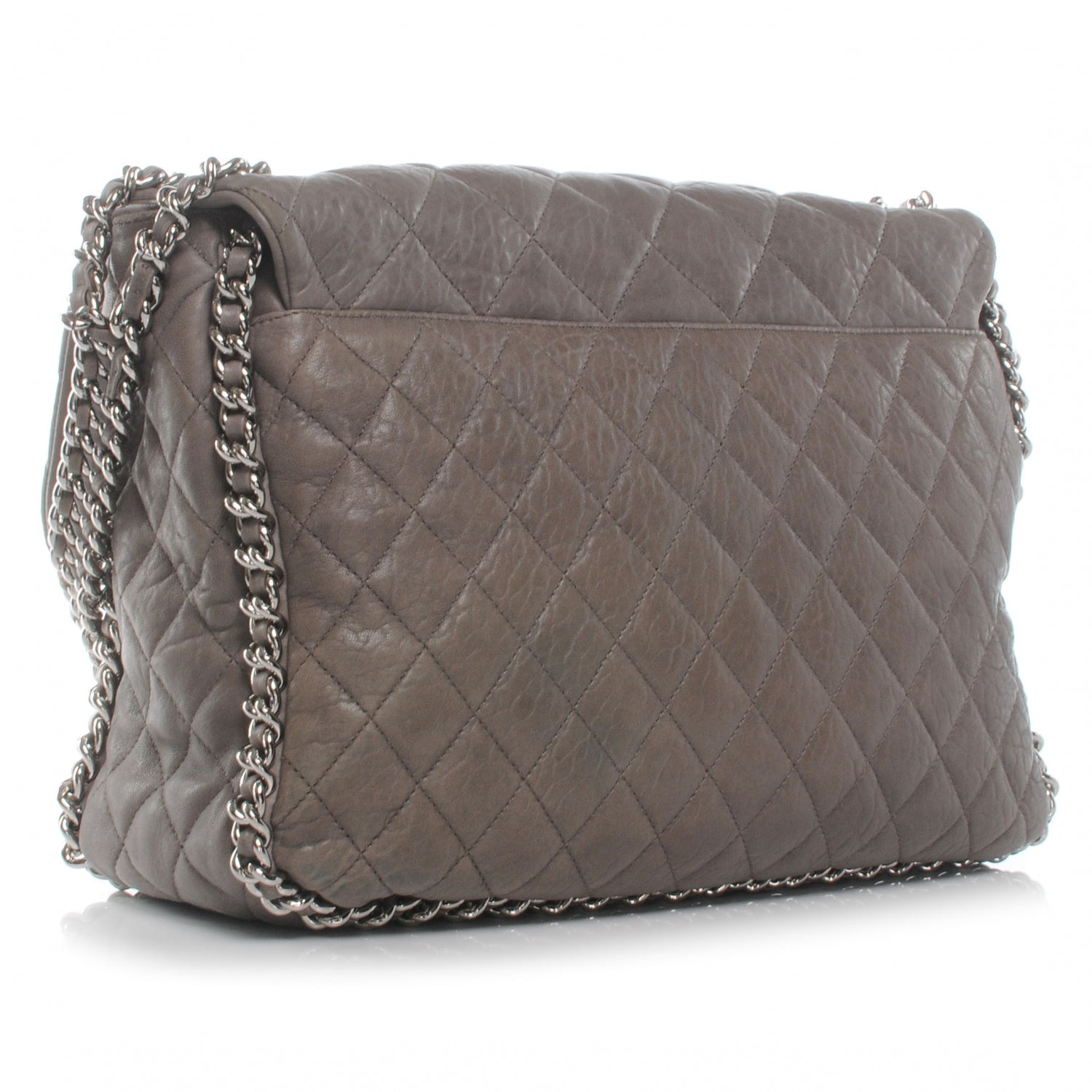 Chanel Washed Lambskin Chain Around Maxi Flap Bag Taupe 3 of 7