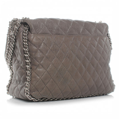 Chanel Washed Lambskin Chain Around Maxi Flap Bag Taupe 3 of 7