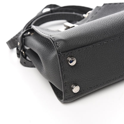 Fendi Cuoio Romano Selleria Bi-Color Mini Peekaboo Iconic Satchel Asfalto Latte 7 of 9