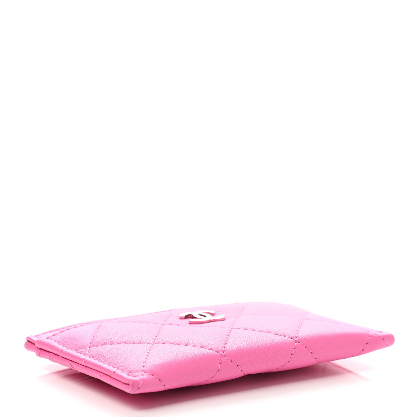 Lambskin Quilted Card Holder Pink