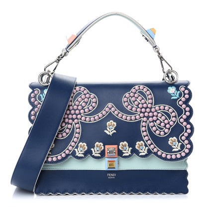 Fendi Vitello Liberty Scalloped Studded Flowers and Bows Kan I Shoulder Bag Amazzonia Multicolor 1 of 8