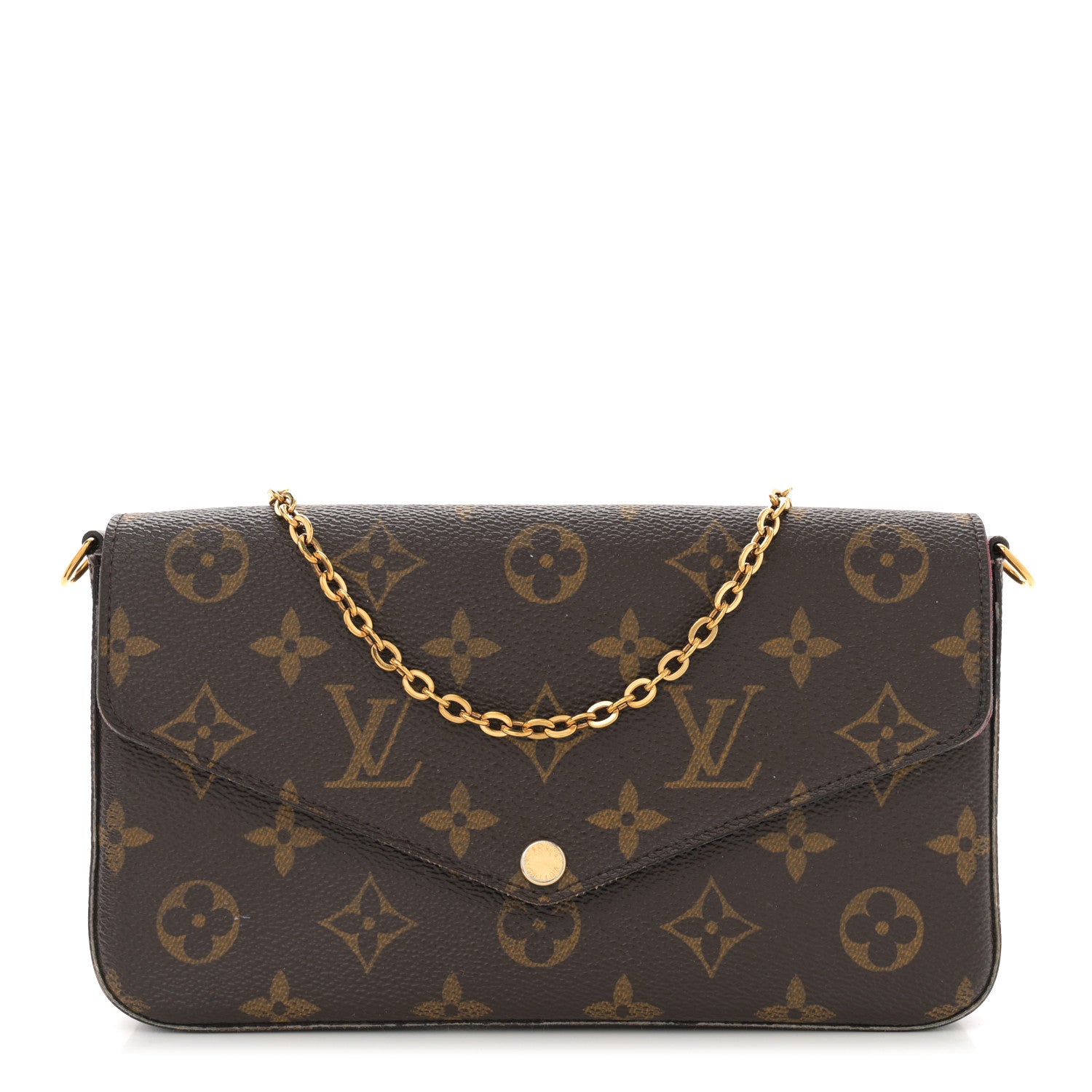 Louis Vuitton Monogram Pochette Felicie Chain Wallet Fuchsia 1 of 14