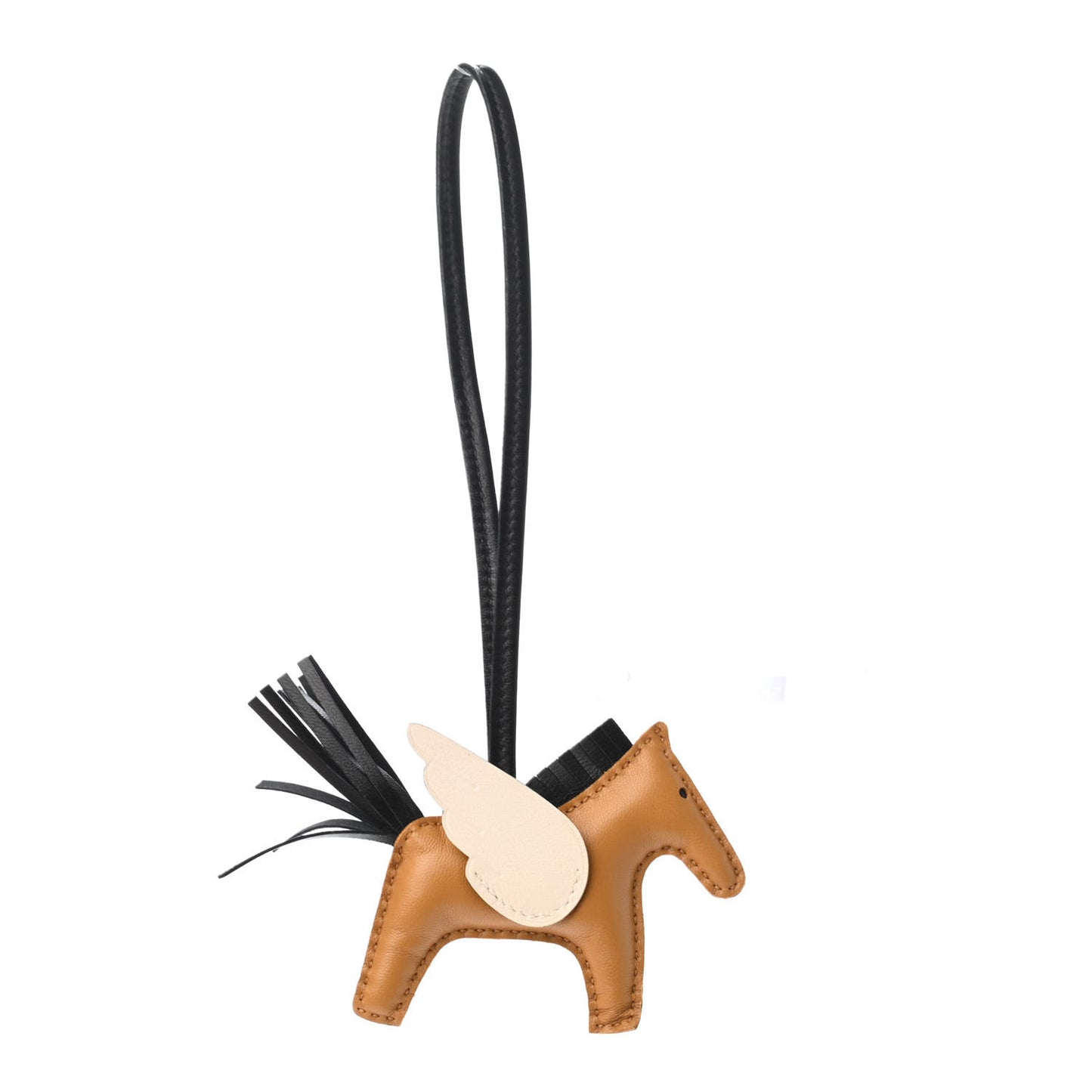 Milo Lambskin Grigri Rodeo Pegase Horse Bag Charm PM Sesame Black Nata