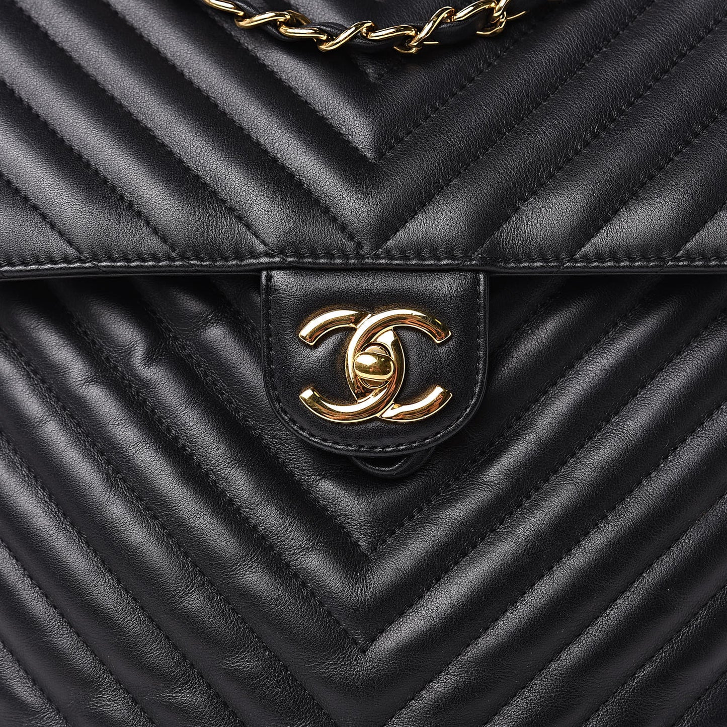 Calfskin Chevron Quilted Large Urban Spirit Backpack Black