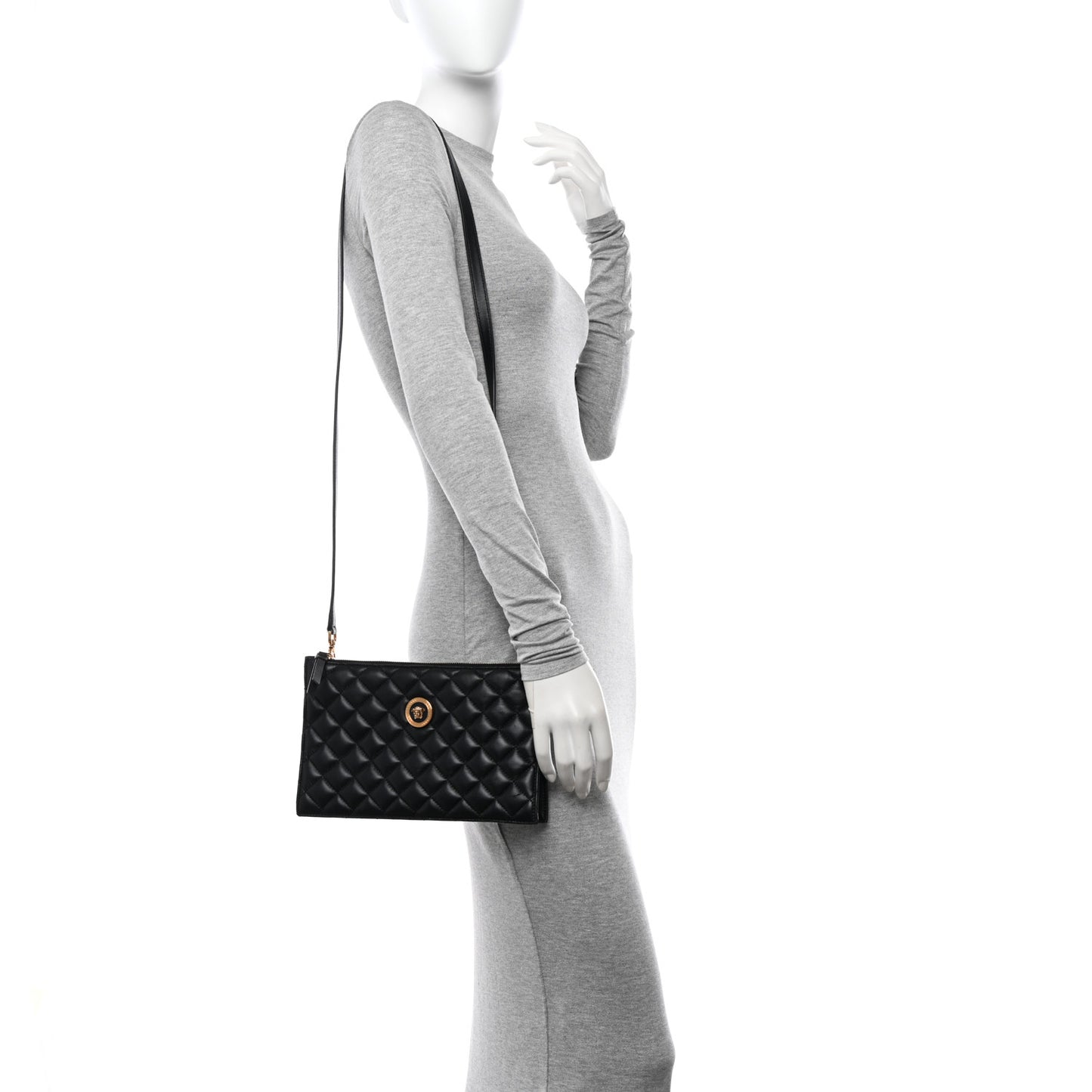 Calfskin Quilted Small Tribute Icon Pouch Black