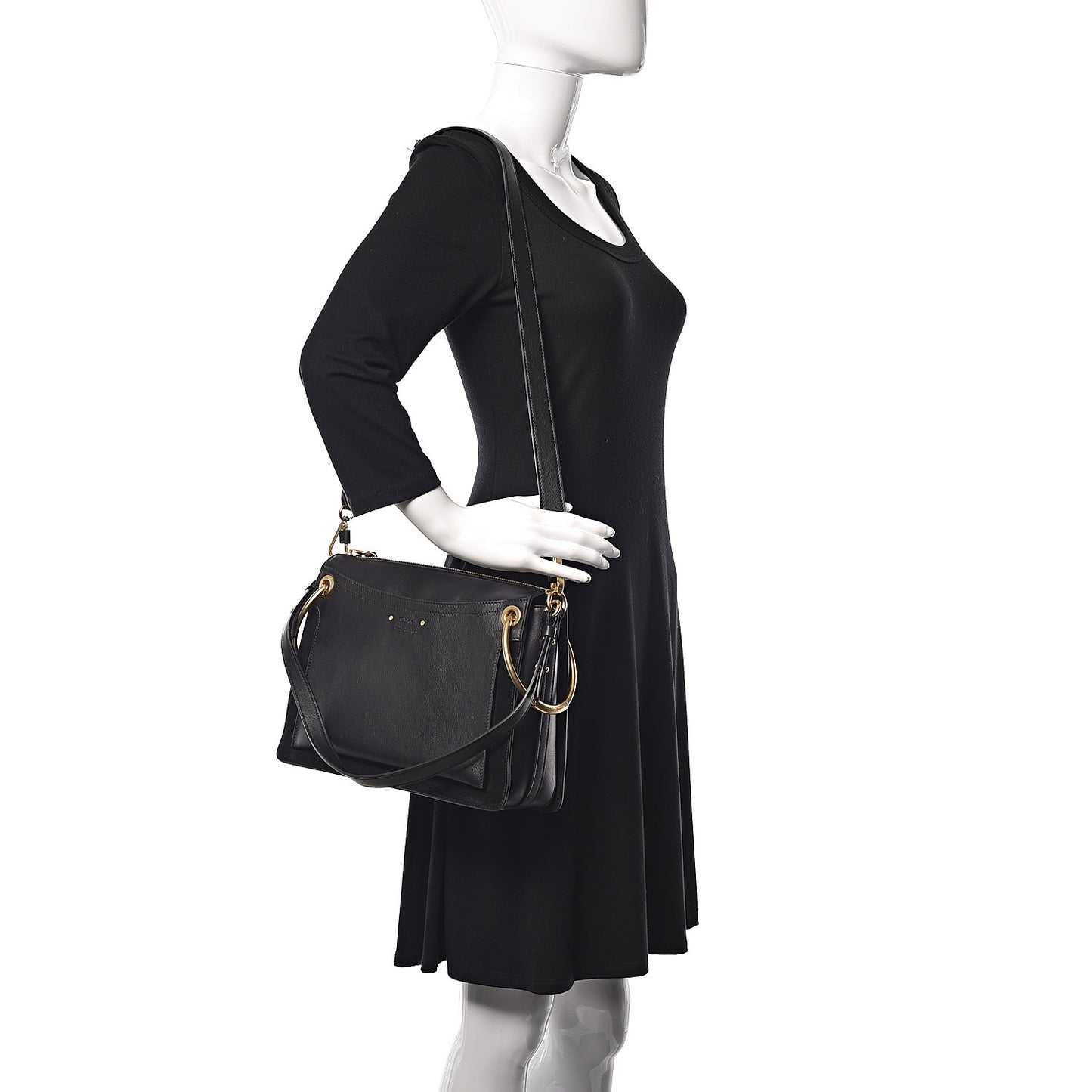 Calfskin Suede Medium Roy Bag Black