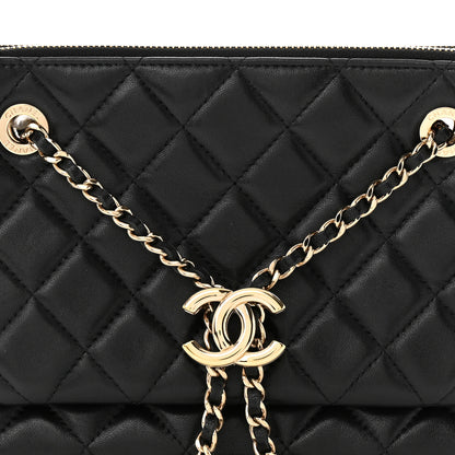 Chanel Shiny Lambskin Quilted Medium Double Case With Strap Black 9 of 11