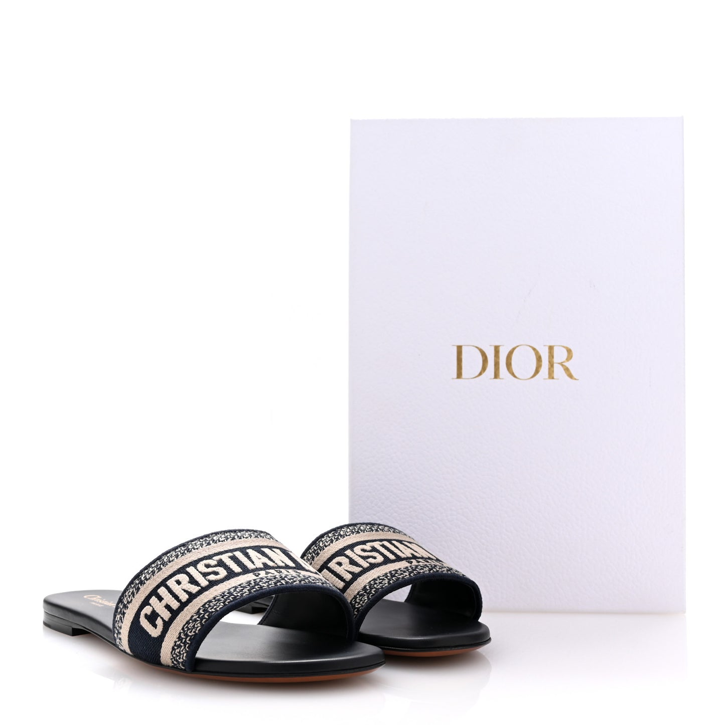 Canvas Embroidered Dway Mules Slide Sandals 38.5 Deep Blue 39 Deep Blue