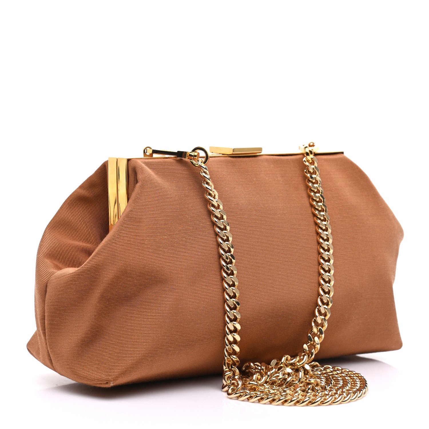 Mansur Gavriel Canvas Mini Volume Chain Clutch Brown 3 of 8