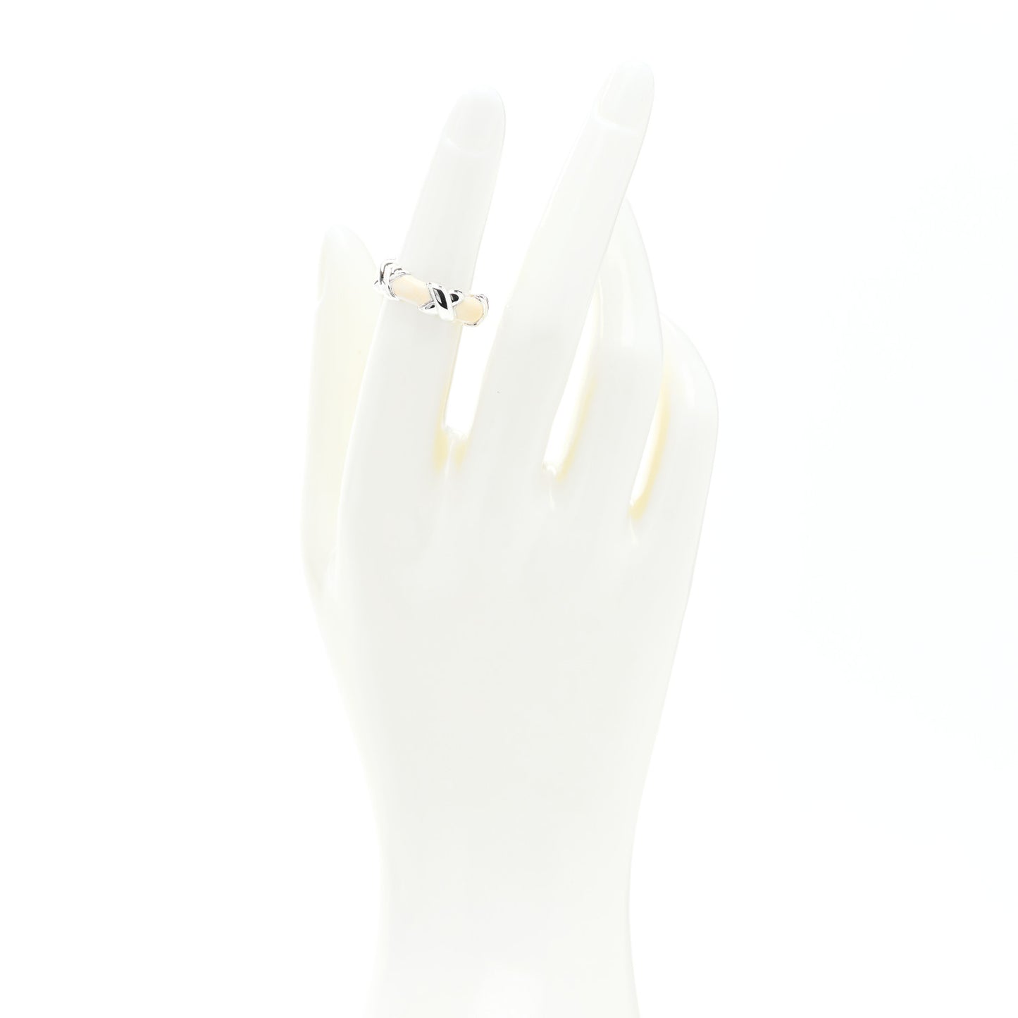 Sterling Silver Enamel Signature X Ring 49 5 White