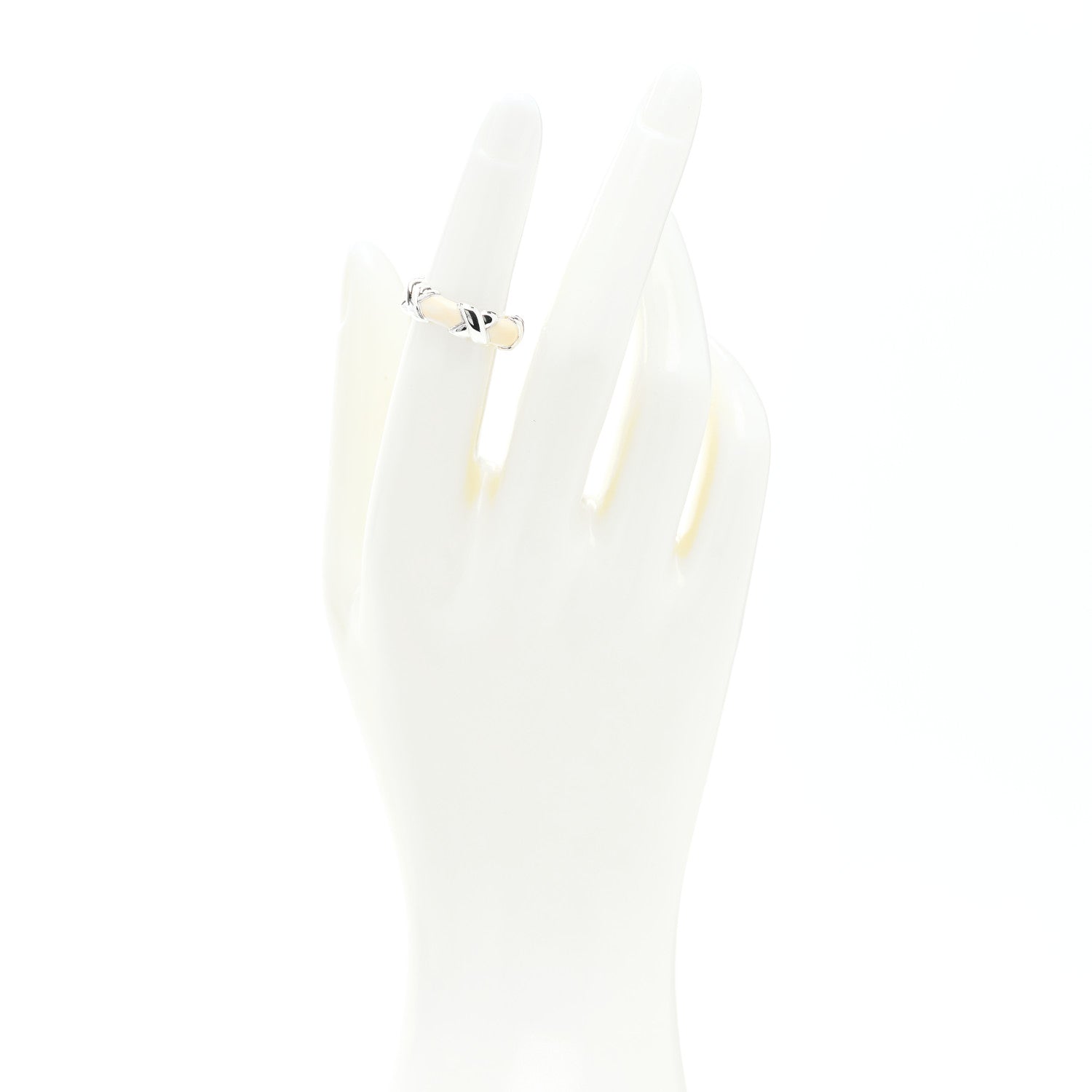 Tiffany Sterling Silver Enamel Signature X Ring 49 5 White 2 of 4