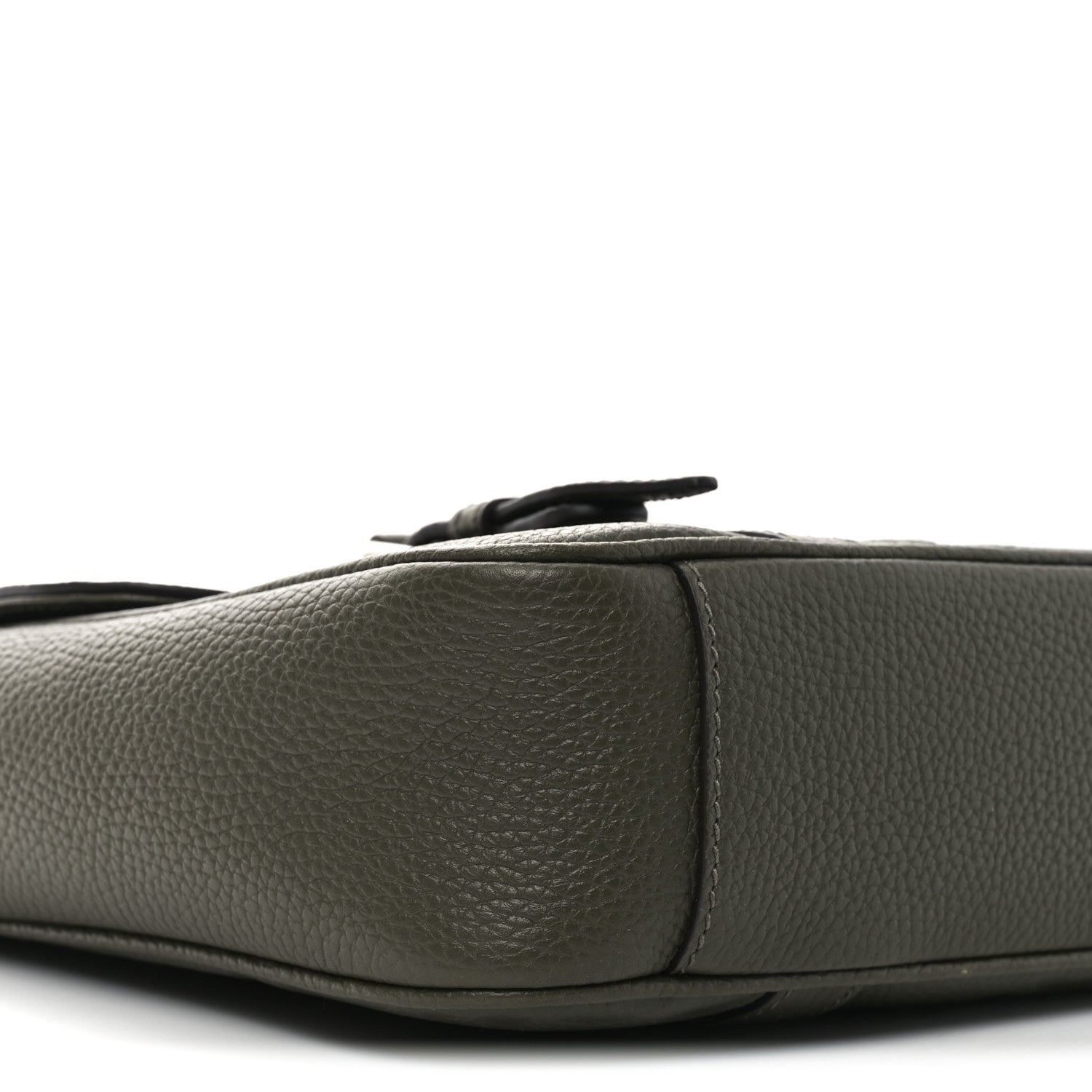 Gucci Piuma Calfskin Jumbo GG Embossed Double Buckle Medium Messenger Bag Dark Vintage Olive 9 of 10
