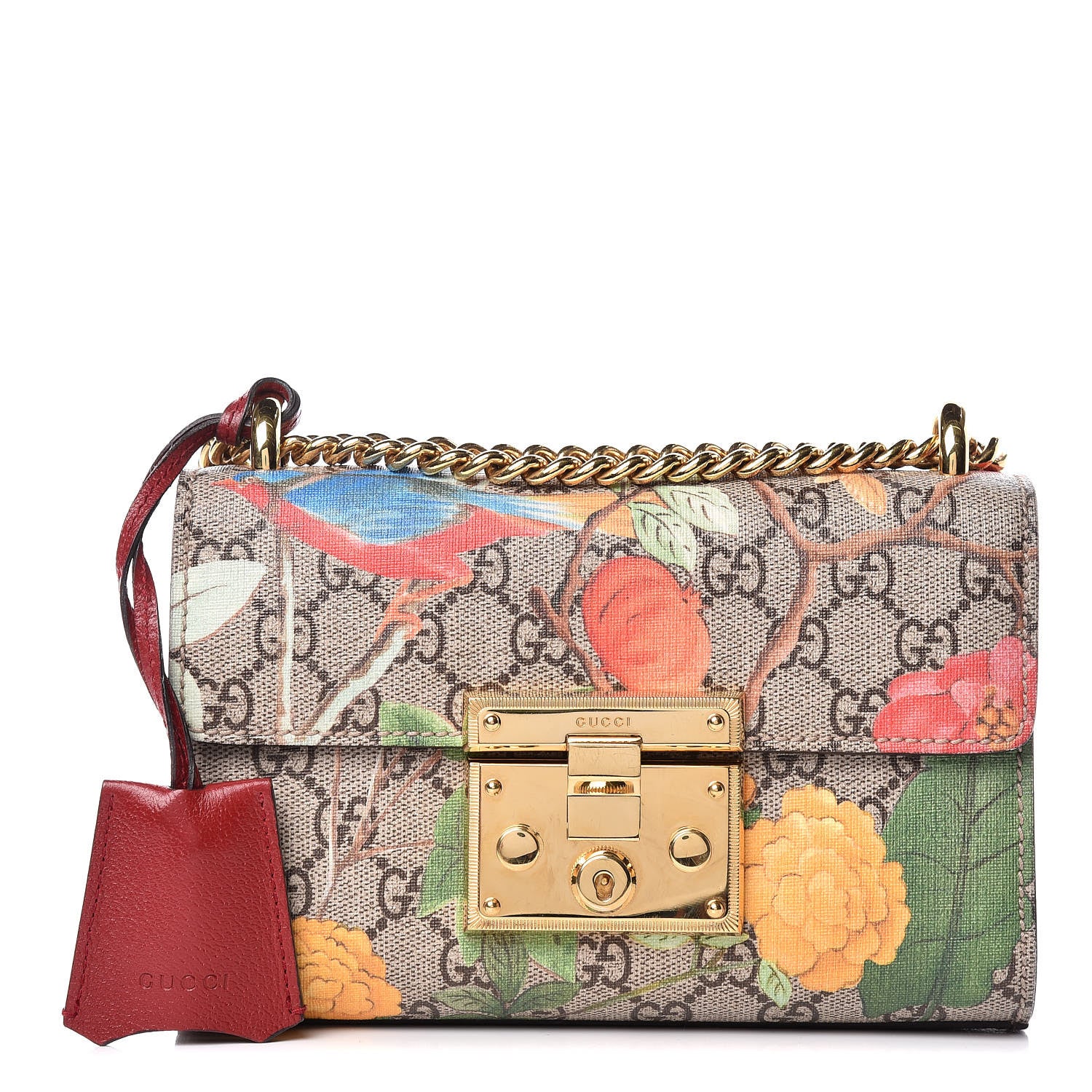 Gucci GG Supreme Monogram Tian Small Padlock Shoulder Bag Beige Multicolor New Acero 1 of 12