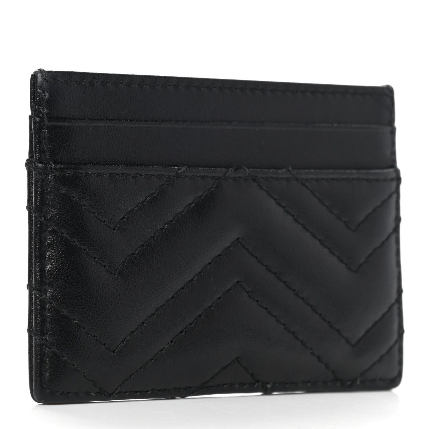 Calfskin Matelasse GG Marmont Card Holder Black
