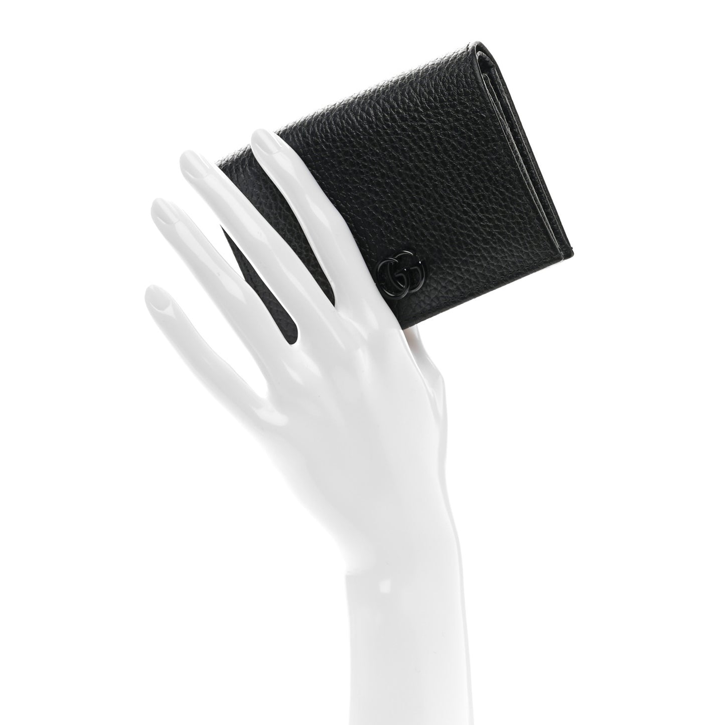 Dollar Calfskin Enamel Monochrome GG Marmont Card Case Black