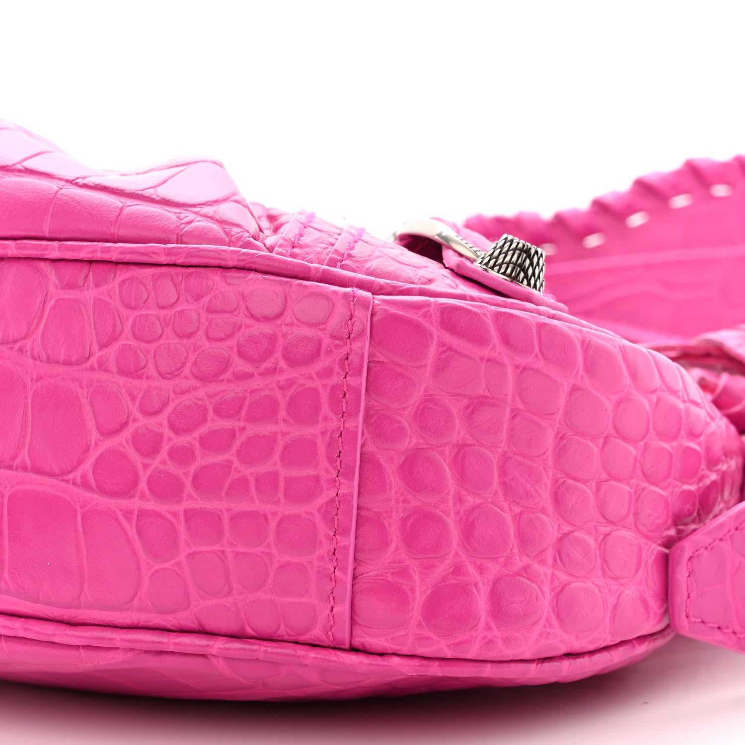 Balenciaga Extra Supple Calfskin Crocodile Embossed XS Le Cagole Shoulder Bag Lipstick Pink 10 of 12