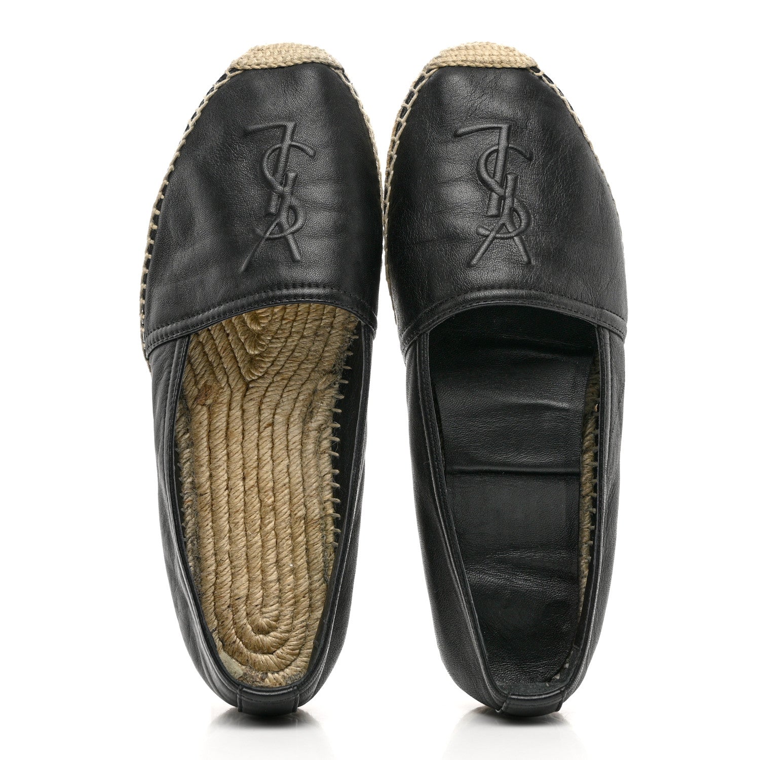 Saint Laurent Lambskin Monogram Espadrilles 37.5 Black 7 of 10
