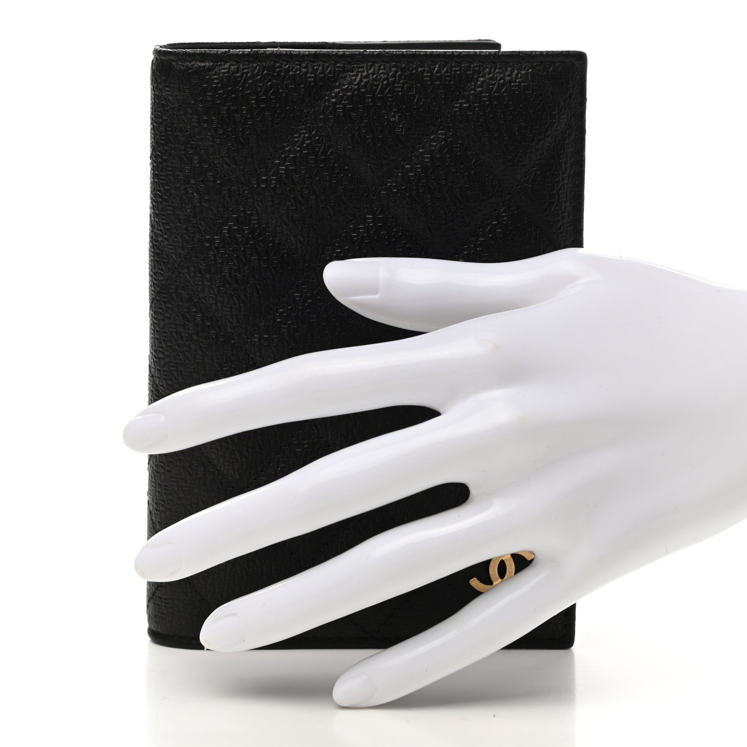 Chanel Letter Calfskin Embossed Quilted Passport Holder Black 2 of 8