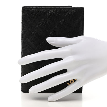 Chanel Letter Calfskin Embossed Quilted Passport Holder Black 2 of 8
