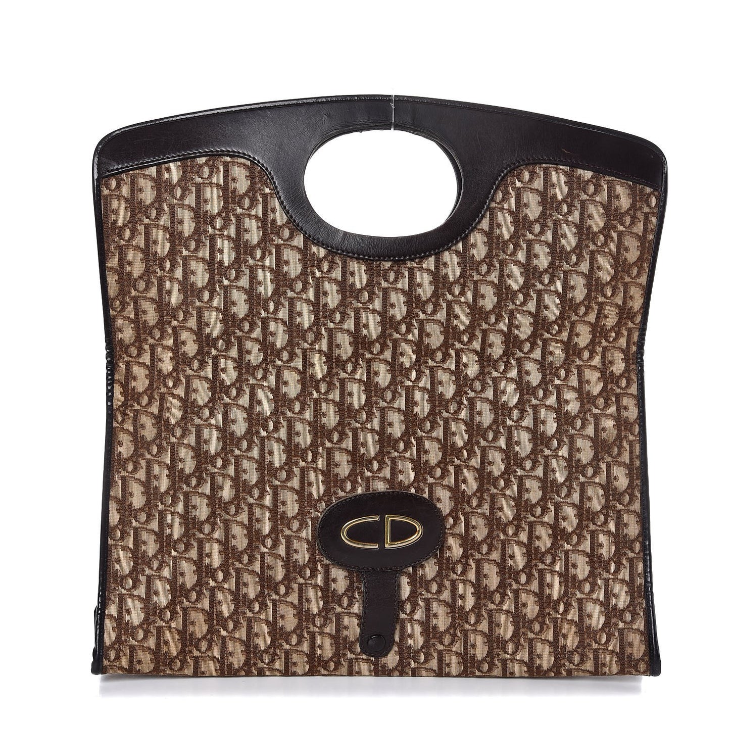 Monogram Fold Over Clutch Brown