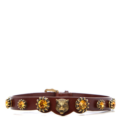 Gucci Calfskin Crystal Feline Head Choker Red 1 of 4
