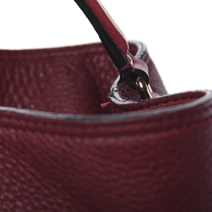 Burberry Grainy Calfskin Canvas Mega Check Medium Ashby Tassel Hobo Burgundy Red 9 of 13