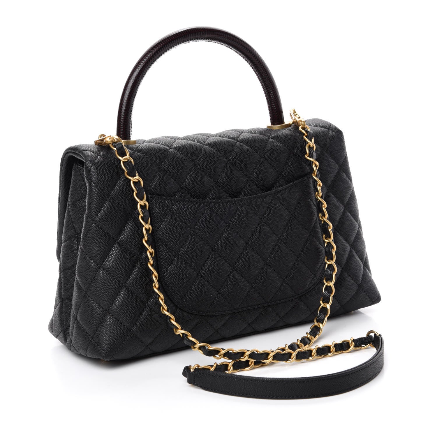 Chanel Caviar Lizard Embossed Quilted Small Coco Handle Flap Black 4 of 12