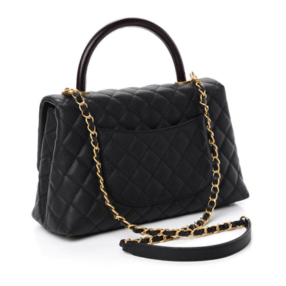 Chanel Caviar Lizard Embossed Quilted Small Coco Handle Flap Black 4 of 12