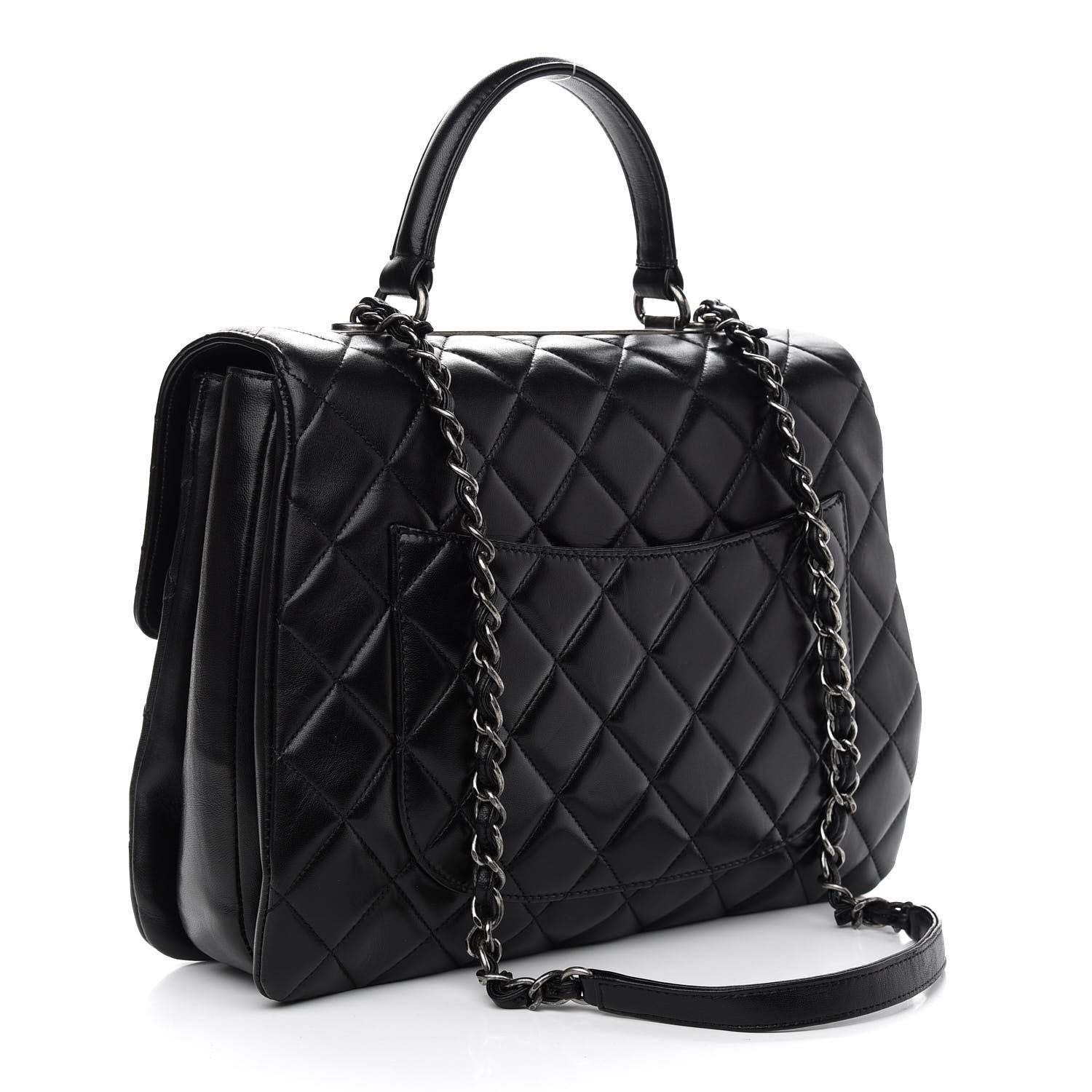 Chanel Lambskin Quilted Large Trendy CC Dual Handle Flap Bag Black 3 of 11