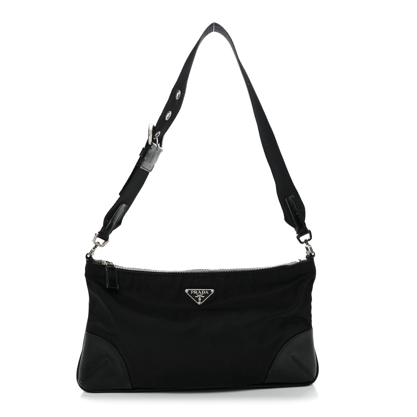 Tessuto Light Nylon Soft Calf Shoulder Bag Black