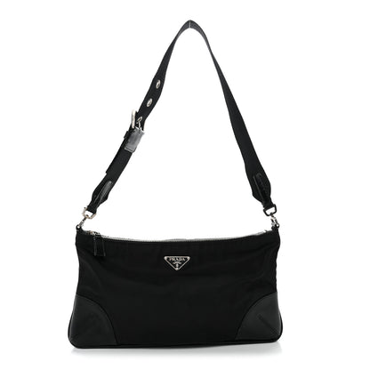 Prada Tessuto Light Nylon Soft Calf Shoulder Bag Black 1 of 14