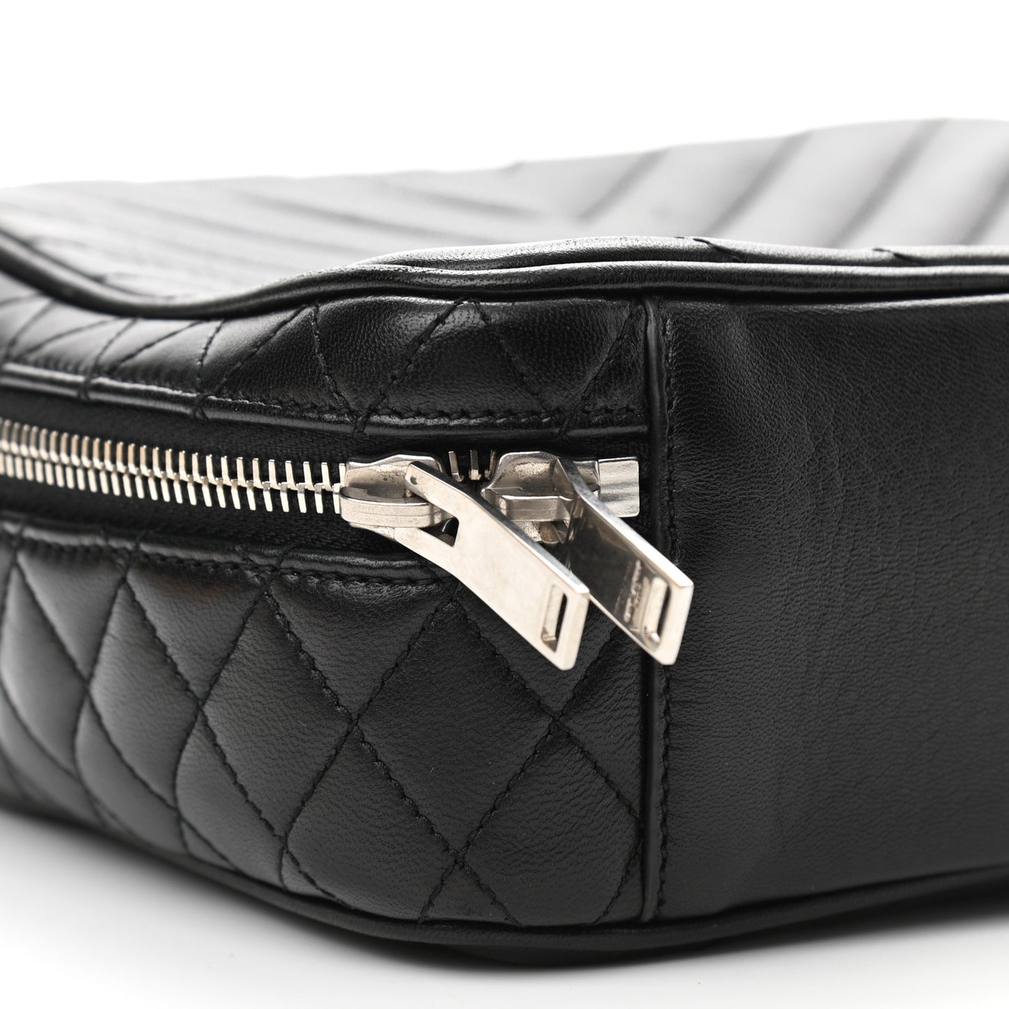 Lambskin Matelasse Chevron Lunchbox Bag Black