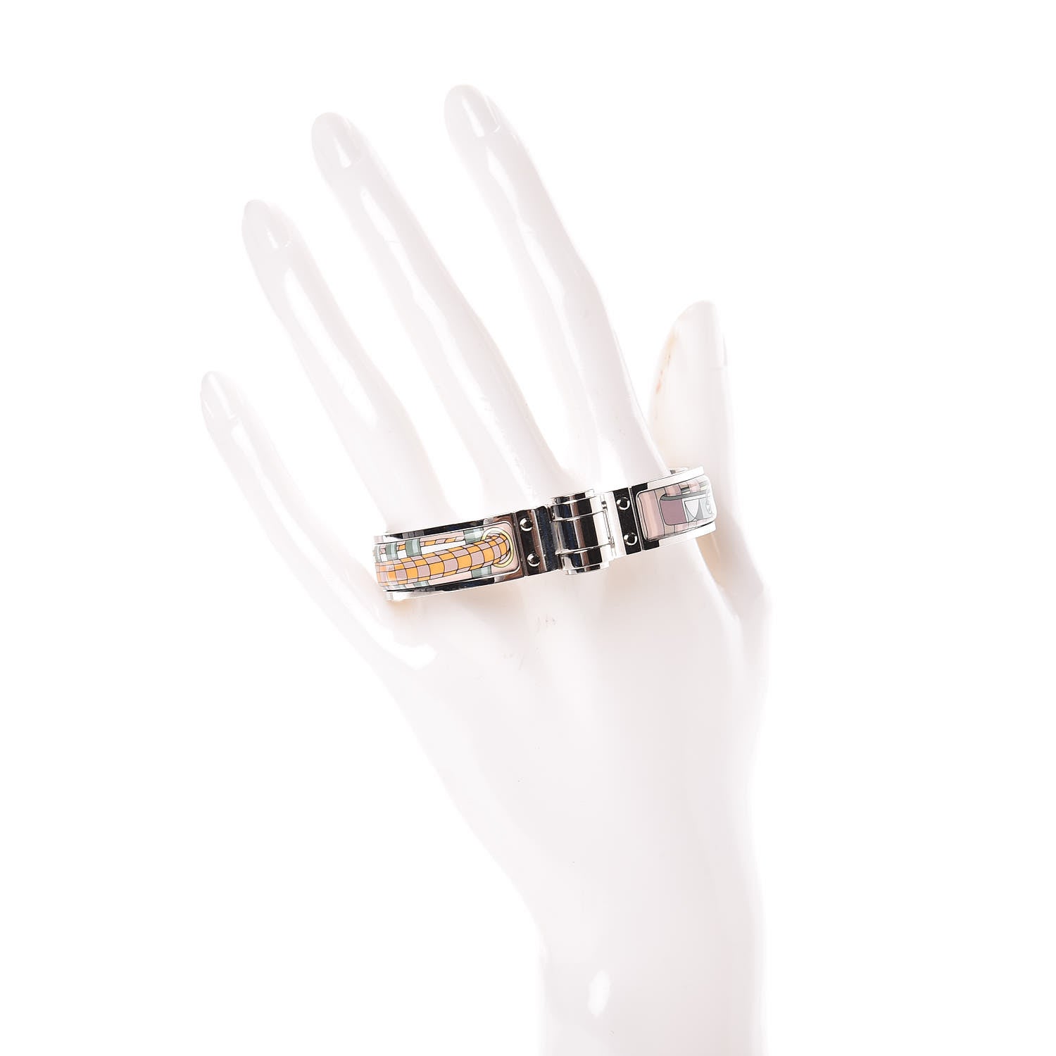 Hermes Enamel Printed Narrow Colliers De Chiens Hinged Bracelet S Candeur 2 of 4
