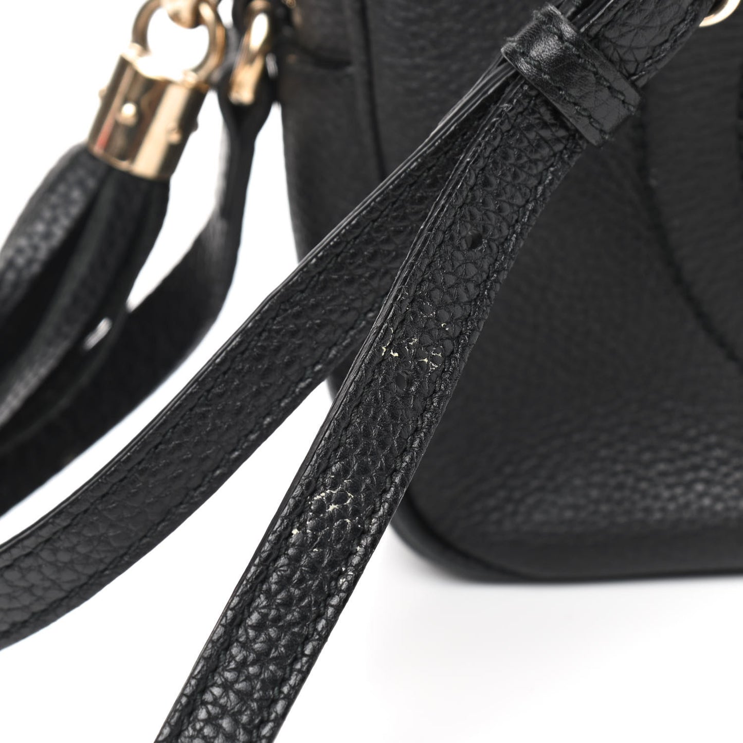 Pebbled Calfskin Small Soho Disco Bag Black