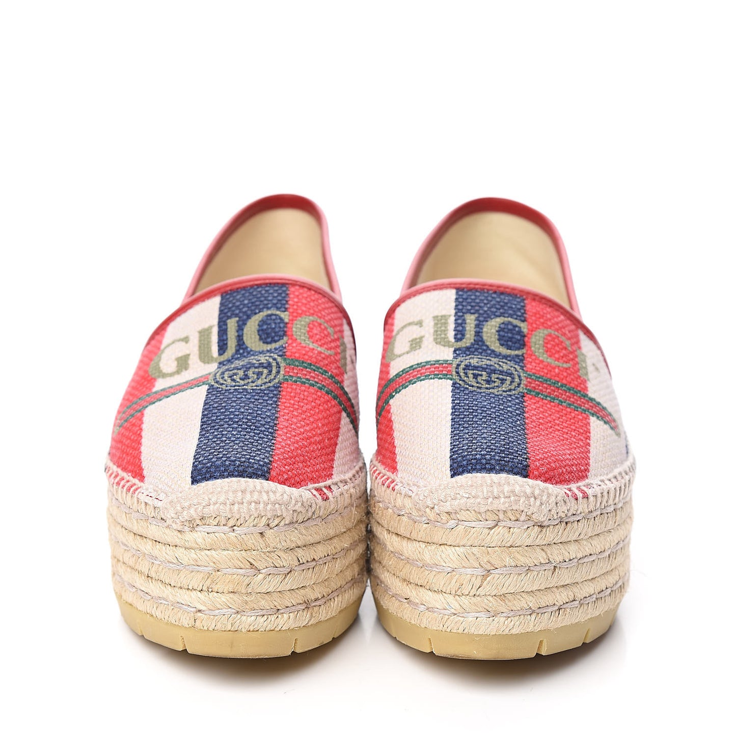 Canvas Sylvie Stripe Logo Platform Espadrilles 39.5 Mystic White Hibiscus Red Maritime