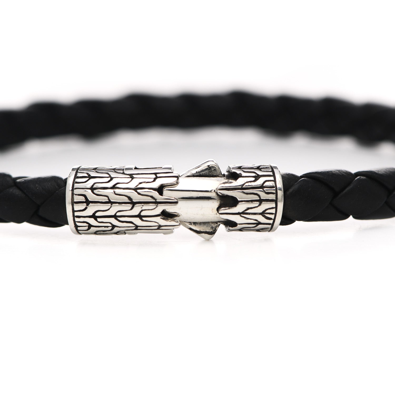John Hardy Sterling Silver Leather 5.5mm Classic Chain Station Bracelet Black 5 of 5