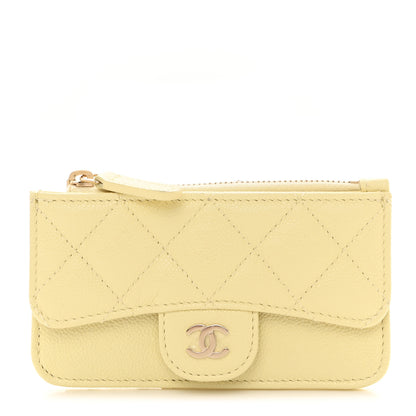 Chanel Caviar Quilted Flap Zip Card Holder Light Yellow 1 of 8