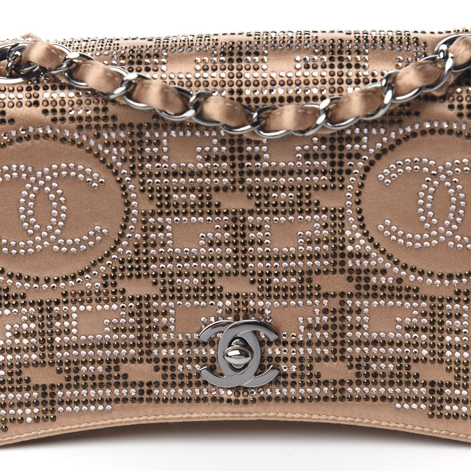 Chanel Satin Swarovski Crystal Flap Beige 9 of 9
